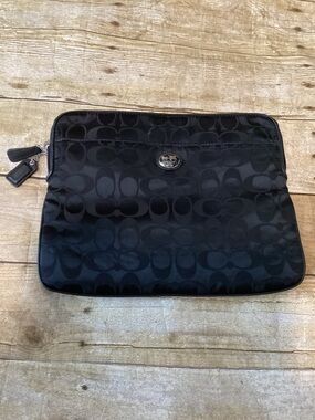 Coach Black Signature Tablet Sleeve